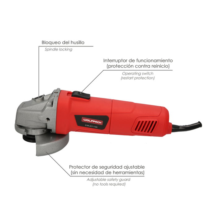 WOLFPACK LINEA PROFESIONAL Amoladora 900W 125mm M14 avec maletín WOLFPACK LINEA PROFESIONAL Amoladora 900W 125mm M14 avec maletín