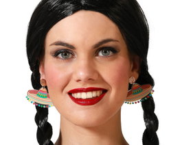 Boucles d'oreilles sombrero mexicain multicolorETTES DES PENDIENTES CON SOMBRERO MEXICANO MULTICOLOR
