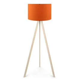 Lampe sur pied "Pyongyang" OPV-780SGN2423 Bois et abat-jour cylindrique en tissu - Design scandinave, nordique, rustique - pour salon, salle à manger