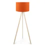 Lampe sur pied "Pyongyang" OPV-780SGN2423 Bois et abat-jour cylindrique en tissu - Design scandinave, nordique, rustique - pour salon, salle à manger