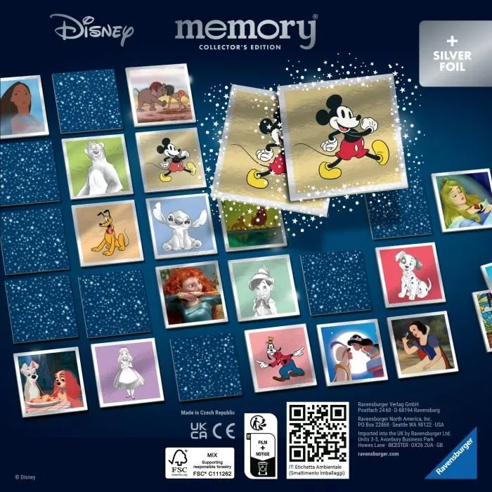 Ravensburger - Jeu de mémoire Collectors' Memory Walt Disney - Jeu éducatif et d'association avec 64 cartes brillantes - À partir de 3 ans