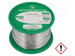 BROQUETAS Fil d'étain sans plomb Sn96,5Ag3Cu0,5 1mm 100g
