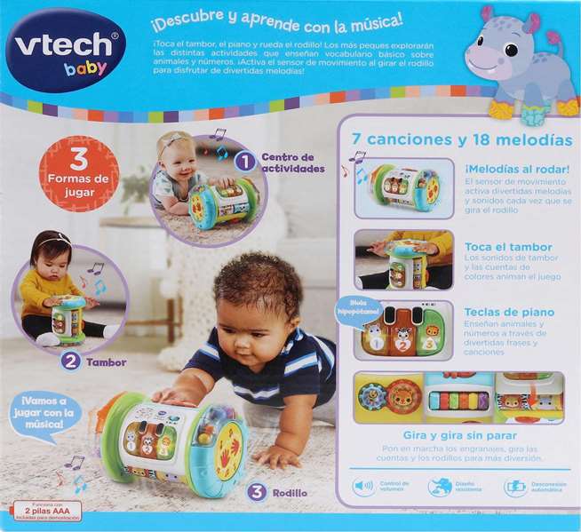 VTech - Rodillo mágico 3 en 1 - Jouet d'éveil multiactivités avec lumières LED, sons et 3 boutons - 25x15x24,1 cm - Pour enfants de 6 à 36 mois VTech - Rodillo mágico 3 en 1 - Jouet d'éveil multiactivités avec lumières LED, sons et 3 boutons - 25x15x24,1 cm - Pour enfants de 6 à 36 mois
