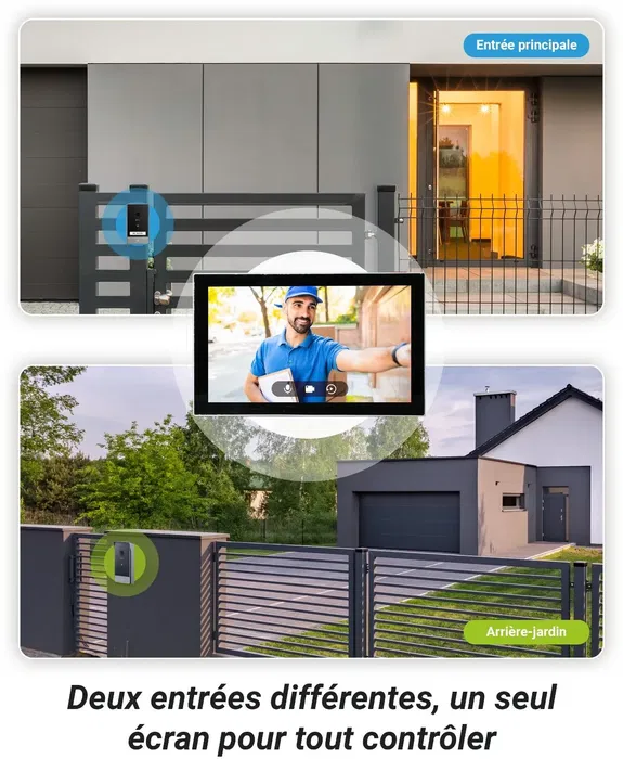 Ezviz Visiophone HP7 - 2 Entry Kit avec 2 Platines de Rue et Écran Intérieur - Contrôle d'Accès Sécurisé pour 2 Entrées