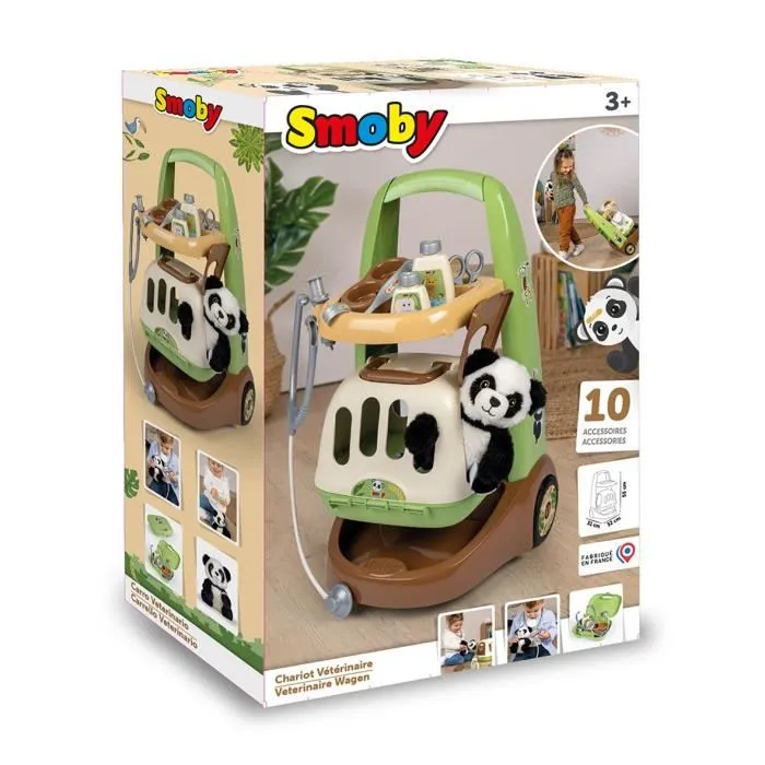 Smoby - Chariot Vétérinaire de Zoo avec Peluche Panda - 10 Accessoires Médicaux et Cage de Transport 2 en 1 - Jouet d'imagination pour Enfants à partir de 3 ans - Fabriqué en France Smoby - Chariot Vétérinaire de Zoo avec Peluche Panda - 10 Accessoires Médicaux et Cage de Transport 2 en 1 - Jouet d'imagination pour Enfants à partir de 3 ans - Fabriqué en France