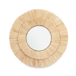 GIFTDECOR Miroir rond cadre double marron