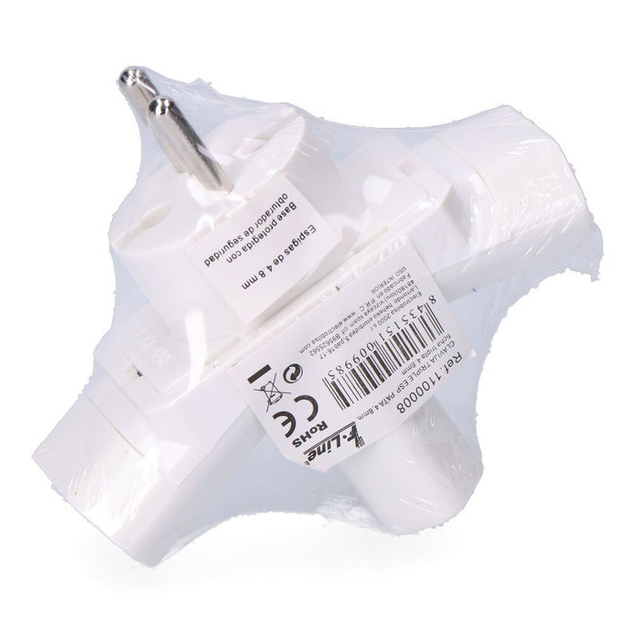 F-Line Fiche triple avec broches de 4,8 mm et finition rétractée