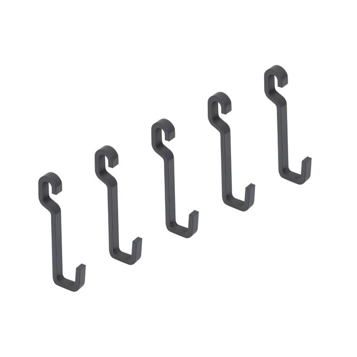 Emuca Lot de 5 crochets muraux Titane pour suspendre les accessoires de cuisine au mur Titane, acier, gris anthracite Emuca Lot de 5 crochets muraux Titane pour suspendre les accessoires de cuisine au mur Titane, acier, gris anthracite