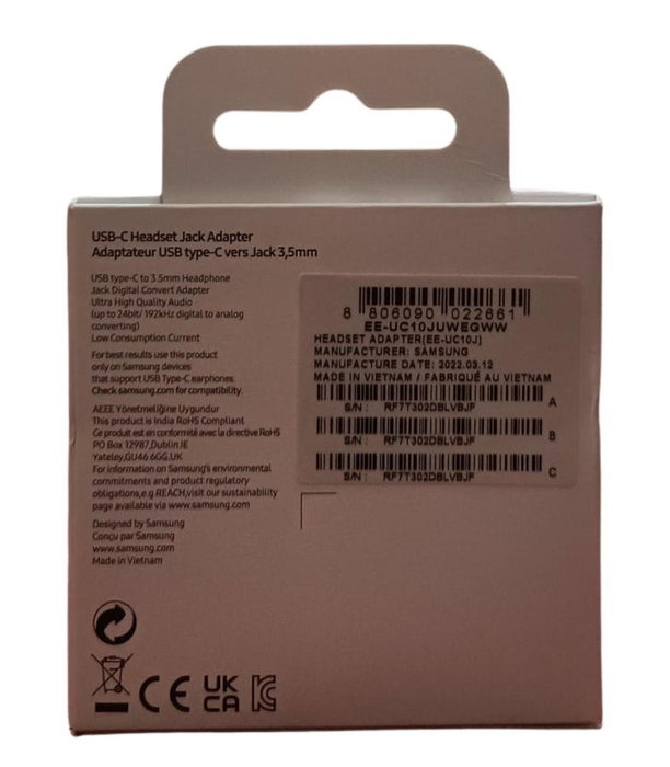 Samsung Adaptateur USB-C vers jack 3,5 mm EE-UC10JUWEGWW blanc
