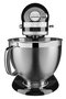 Kitchenaid 5KSM185 Robot de cuisine Artisan - 4,8 L noir avec couvercle, bol inox, fouet plat, fouet à œufs et crochet à pétrir