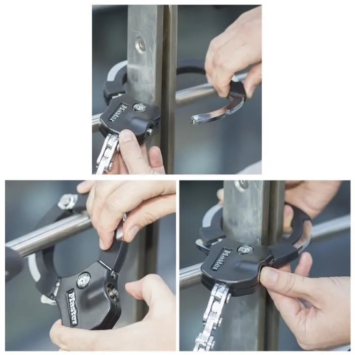 Master Lock Antivol menottes en acier trempé de 7.6 cm, certifié Sold Secure + Police Approved, pour vélo, trottinette, poussette