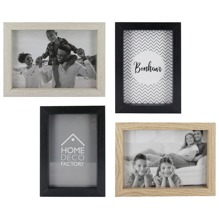Home Deco Factory Lot de 4 cadres photo en bois et noir Home Deco Factory Lot de 4 cadres photo en bois et noir