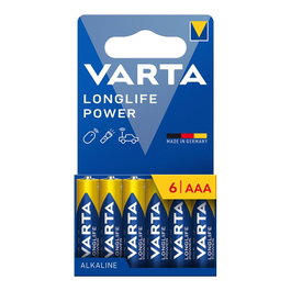 Varta Longlife Power Pile Alcaline AAA LR03 - Lot de 6, Ø10,5 x 44,5 mm