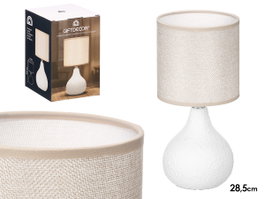 Giftdecor Lampe de Table Blanche Abombado en Céramique, Plastique, Métal et Tissu 13x20x13 cm (Set de 12)
