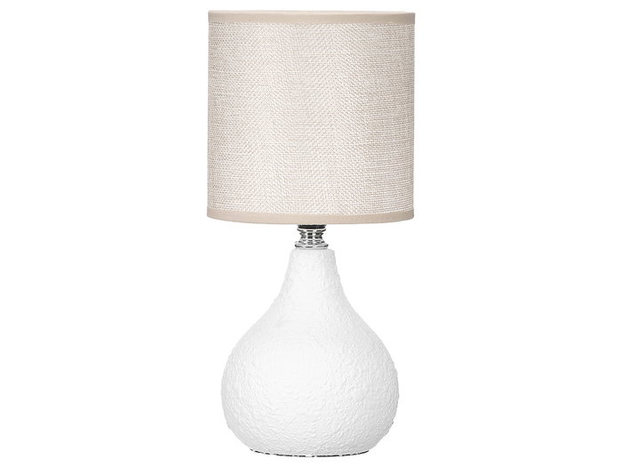 Giftdecor Lampe de Table Blanche Abombado en Céramique, Plastique, Métal et Tissu 13x20x13 cm (Set de 12)