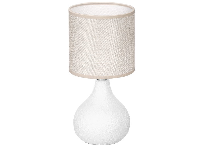 Giftdecor Lampe de Table Blanche Abombado en Céramique, Plastique, Métal et Tissu 13x20x13 cm (Set de 12)