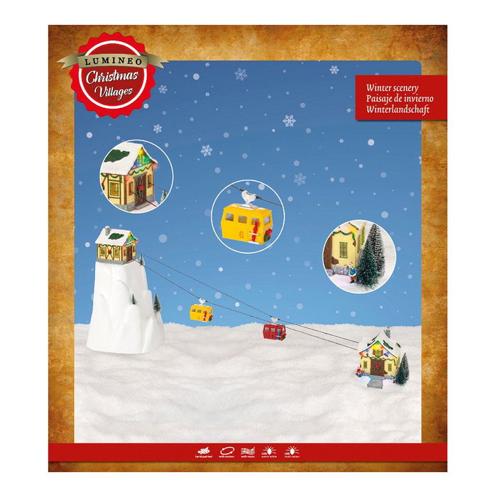 BigBuy Christmas Décorations de Noël Snowy Adventures Vert tendre avec Lumière LED et Musique