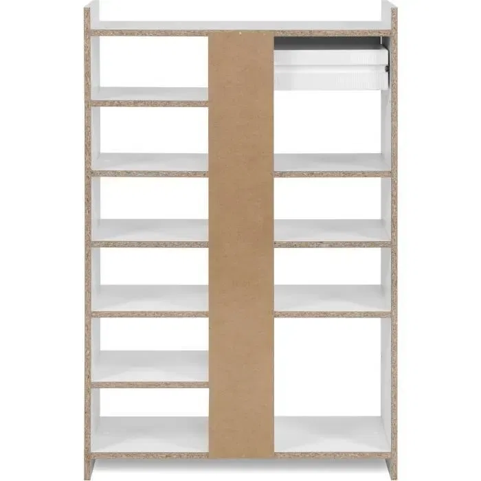 MÜNSTER Meuble à chaussures blanc - 12 paires de chaussures - 71,5 x 25 x 109 cm avec tiroir et étagères de rangement