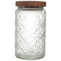 Home Deco Factory Bocal Relief avec Couvercle Acacia 1 L