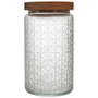 Home Deco Factory Bocal Relief avec Couvercle Acacia 1 L