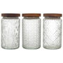 Home Deco Factory Bocal Relief avec Couvercle Acacia 1 L