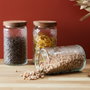 Home Deco Factory Bocal Relief avec Couvercle Acacia 1 L