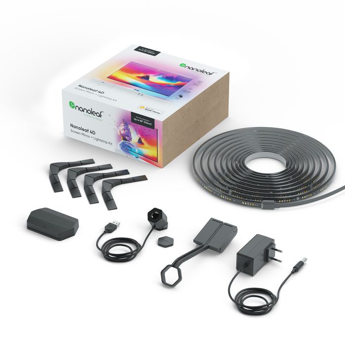 Nanoleaf - Kit 4D Screen Mirror avec Lightstrip pour écrans jusqu'à 85” (215 cm) - Synchronisation de couleurs d'écran, ruban LED adressable et gradiant Nanoleaf - Kit 4D Screen Mirror avec Lightstrip pour écrans jusqu'à 85” (215 cm) - Synchronisation de couleurs d'écran, ruban LED adressable et gradiant