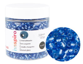Innspiro Rocaille en verre ronde argenté bleu cyan 3,8 mm - 120g