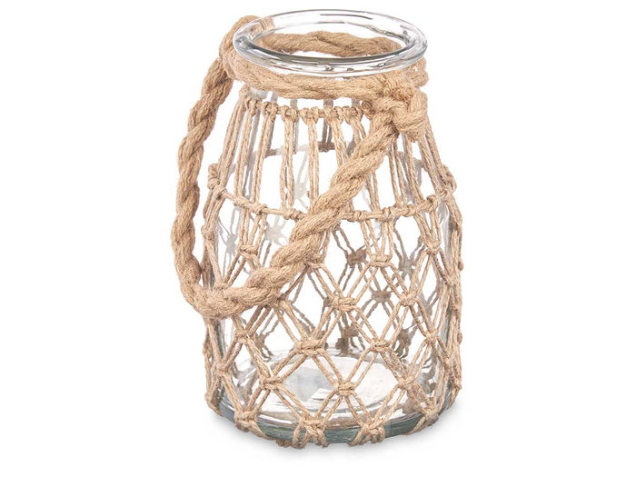 Giftdecor Porte-bougie en verre et corde naturelle 16 x 21 x 14 cm (Set de 6) Giftdecor Porte-bougie en verre et corde naturelle 16 x 21 x 14 cm (Set de 6)