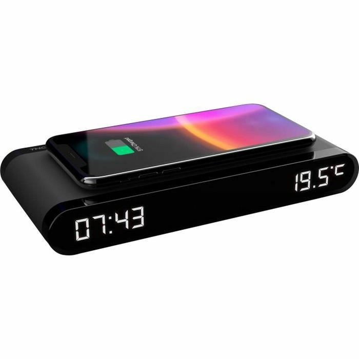 Thomson Réveil station de charge Noir - Induction 15W, Température, Port USB-C Thomson Réveil station de charge Noir - Induction 15W, Température, Port USB-C