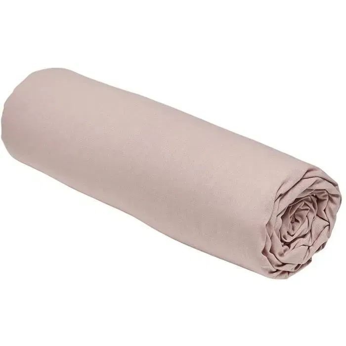 Today Drap housse Essential - 90 x 190 cm (1 personne) - 100% Coton uni - Coloris Rose des sables