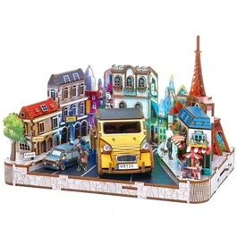 Kit DIY Maquette 3D Book Nook Serre Livre - Paysage Parisien avec Tour Eiffel, Voiture Ancienne et Balcons Fleuris - Nookland - 25 x 21 x100% en français.