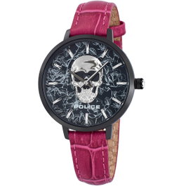 Police PL16032MSB-06 avec bracelet en cuir rose