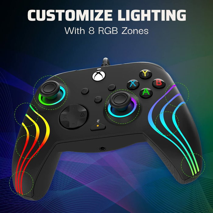 PDP Manette de jeu Afterglow Wave Filaire Noire PDP Manette de jeu Afterglow Wave Filaire Noire