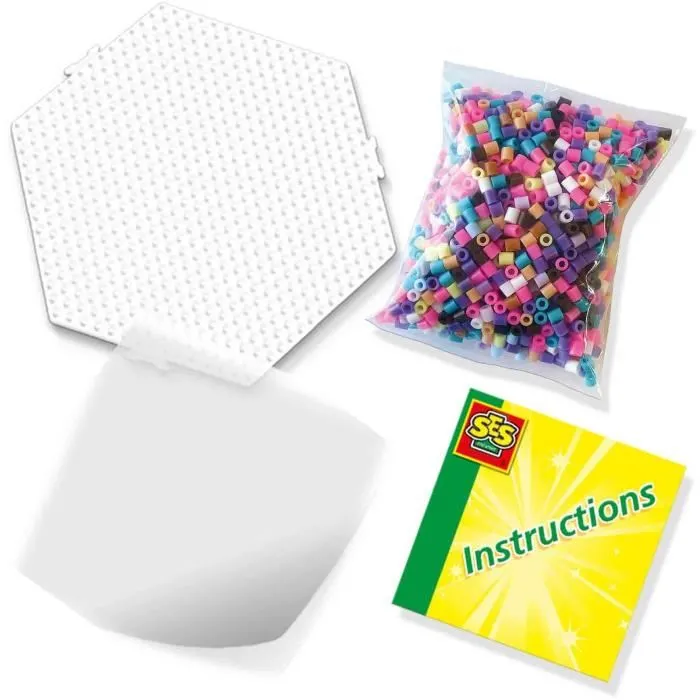 SES Creative - Coffret de perles à repasser, Princesses et animaux - 1600 perles, plaque et modèles inclus