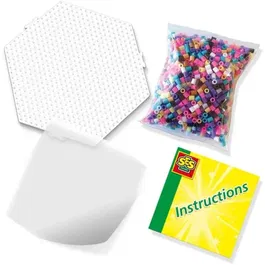 SES Creative - Coffret de perles à repasser, Princesses et animaux - 1600 perles, plaque et modèles inclus