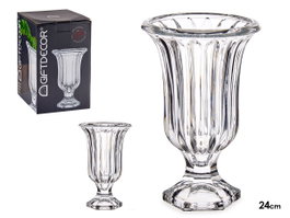 GIFTDECOR Lot de 6 verres en verre transparent à rayures de 23,5 cm