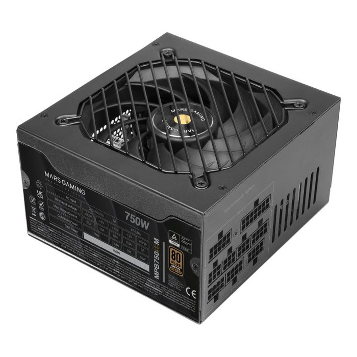 Mars Gaming MPB750SIM Alimentation PC 750W ATX Modulaire 80+ Bronze - Silencieuse et Fiable