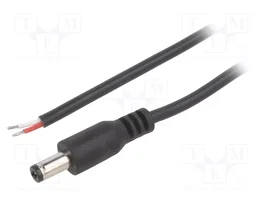 BQ CABLE Câble d'alimentation DC rond 2x0,5mm², 2m, connecteur DC 5,5/2,1 mm droit
