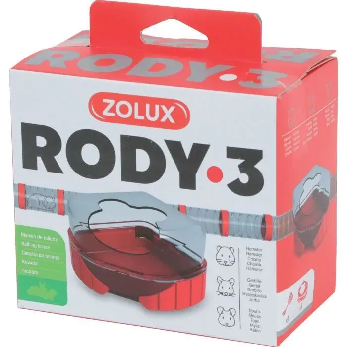 Zolux Rody3 RodyLounge Maison de toilette pour cages pour petits rongeurs Hamster Grenadine - Accessoire hygiène plastique