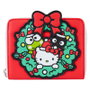 LOUNGEFLY Cartera - Porte-cartes Hello Kitty Sanrio motif Arbre de Noël avec fermoir à glissière, en similicuir avec paillettes