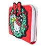 LOUNGEFLY Cartera - Porte-cartes Hello Kitty Sanrio motif Arbre de Noël avec fermoir à glissière, en similicuir avec paillettes
