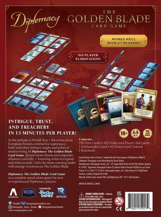 Diplomacy: The Golden Blade Jeu de cartes *ANGLAIS*