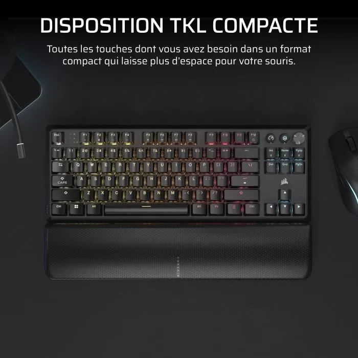 Corsair K70 Core TKL Wireless - Clavier gaming sans fil compact RGB avec switchs MLX Red v2 linéaires pré-lubrifiés Corsair K70 Core TKL Wireless - Clavier gaming sans fil compact RGB avec switchs MLX Red v2 linéaires pré-lubrifiés