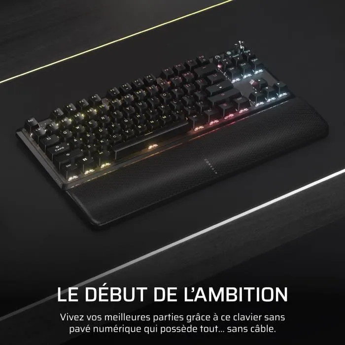 Corsair K70 Core TKL Wireless - Clavier gaming sans fil compact RGB avec switchs MLX Red v2 linéaires pré-lubrifiés Corsair K70 Core TKL Wireless - Clavier gaming sans fil compact RGB avec switchs MLX Red v2 linéaires pré-lubrifiés