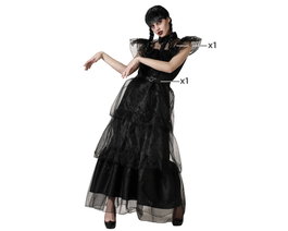 Atosa Déguisement de Morte pour Femme avec Robe Longue Noire et Ceinture Ajustable