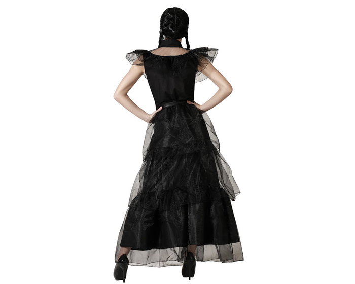 Atosa Déguisement de Morte pour Femme avec Robe Longue Noire et Ceinture Ajustable