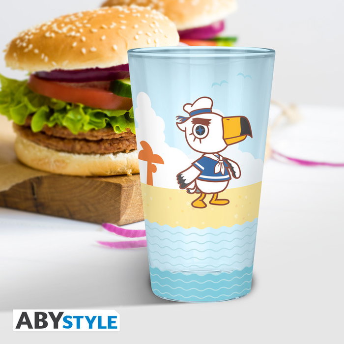 Abystyle Verre Animal Crossing Beach Characters 40cl - Personnages de Plage Gulliver Pascal Timmy et Tommy Nook Officiel
