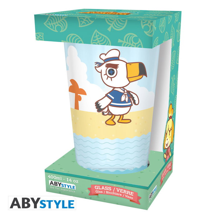 Abystyle Verre Animal Crossing Beach Characters 40cl - Personnages de Plage Gulliver Pascal Timmy et Tommy Nook Officiel