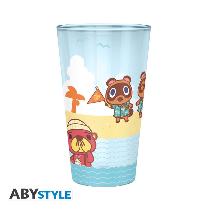 Abystyle Verre Animal Crossing Beach Characters 40cl - Personnages de Plage Gulliver Pascal Timmy et Tommy Nook Officiel